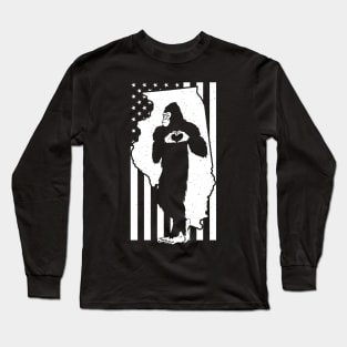 Illinois Bigfoot American Flag Long Sleeve T-Shirt